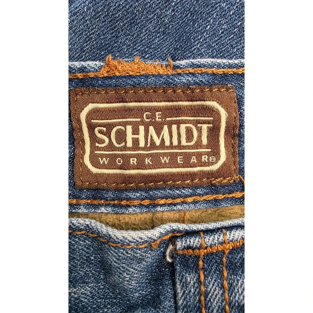 CE Schmidt Workwear Fleece Lined Carpenter Jeans Mens 40x32 Blue Denim Utility